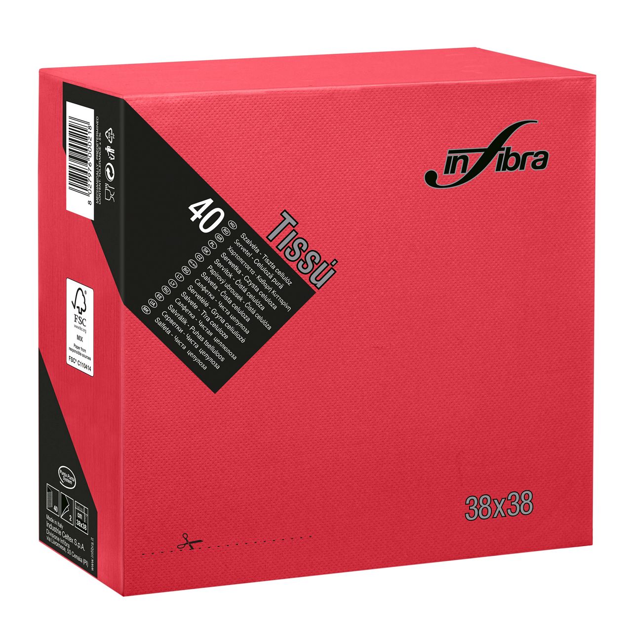 Een Infibra Point to point servet - 38 x 38 - 1/4 vouw - Rood 1440 ST koop je bij ShopXPress