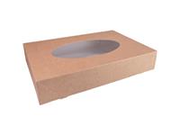 Een Depa® Cateringdoos, karton + PLA, 450x300x80mm, met venster, bruin 10ST koop je bij ShopXPress