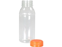 Een Fles, petfles, Gerecycled PET, met vaste dop, 250ml, transparant/oranje 210 ST koop je bij Supplierz BV