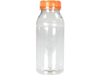 Een Fles, petfles, Gerecycled PET, met vaste dop, 250ml, transparant/oranje 210 ST koop je bij Supplierz BV