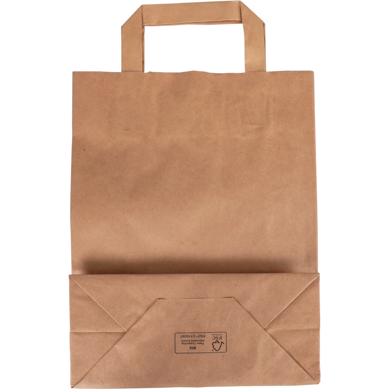 Een 250 ST Tas, Papier, platte handgreep, 22x 10x28cm, draagtas, bruin koop je bij ShopXPress