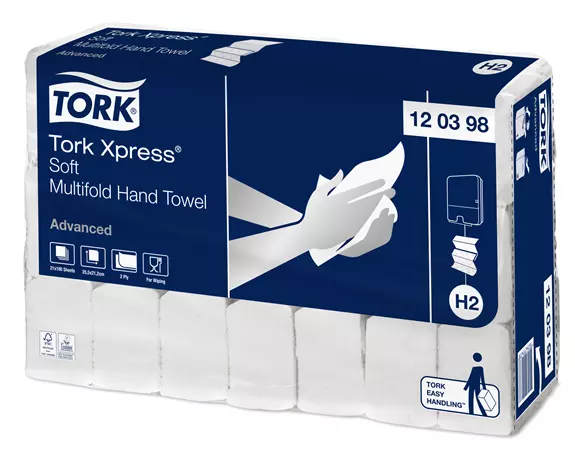 Een Tork Xpress® Zachte Multifold Handdoek 2-laags Wit H2 Advanced (120398 ) koop je bij ShopXPress