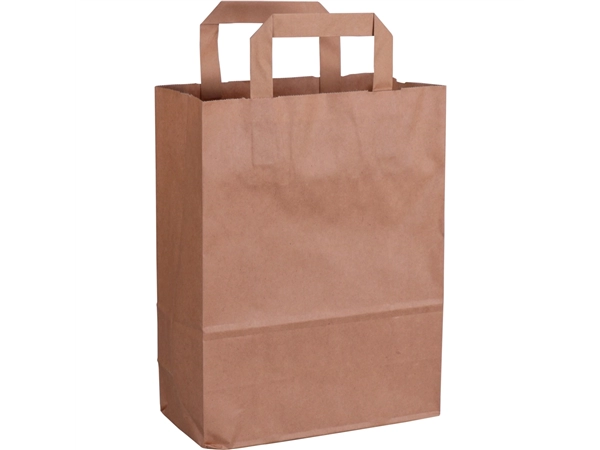 Een 250 ST Tas, Papier, platte handgreep, 22x 10x28cm, draagtas, bruin koop je bij ShopXPress