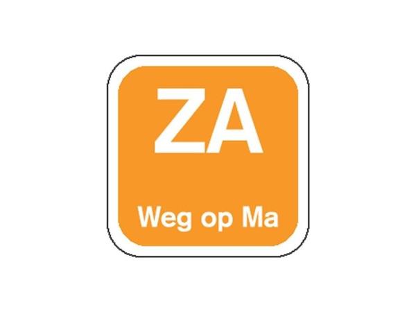 Een FoodSecure® Label, ZA weg op, papier, afwasbaar, 19x19mm, oranje rol 1000st koop je bij ShopXPress