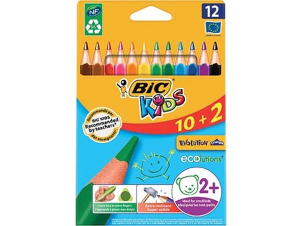 Een Bic Kids Evolution Triangle kleurpotloden, etui 10 + 2 gratis koop je bij ShopXPress