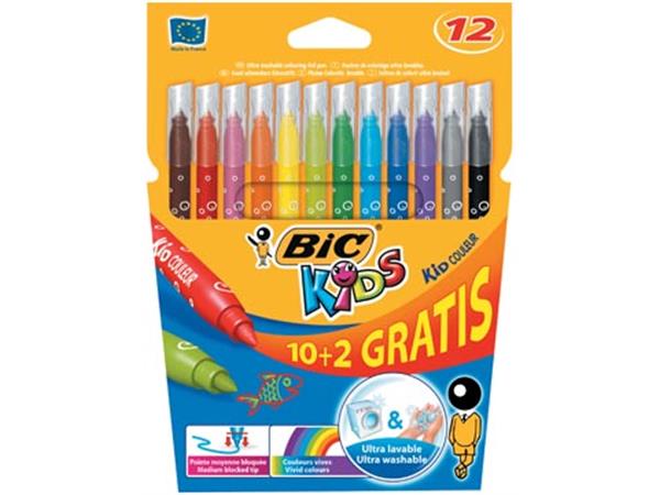 Een Bic Kids Kid Couleur viltstiften, etui 10 + 2 gratis koop je bij ShopXPress