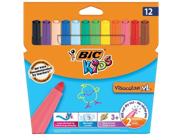 Een Bic Kids viltstift Visacolor XL, etui van 12 stuks koop je bij ShopXPress