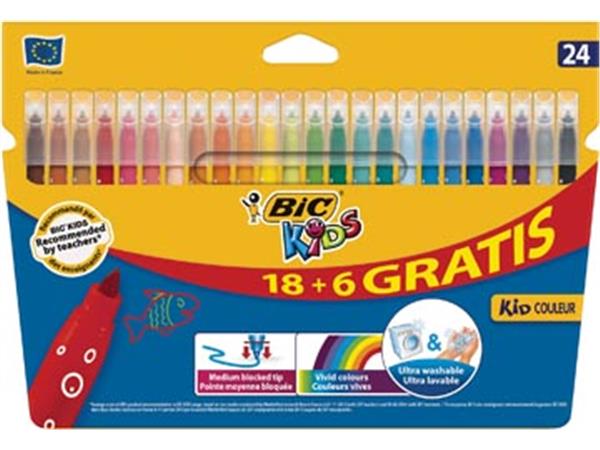 Een Bic Kids viltstiften Kid Couleur, ophangdoosje met 18 + 6 gratis koop je bij ShopXPress