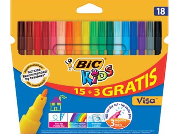 Een Bic Kids viltstiften Visa, ophangdoosje met 15 + 3 gratis koop je bij ShopXPress