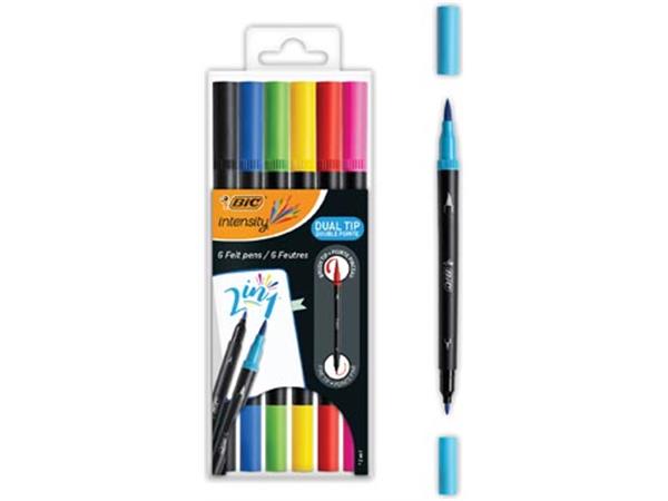 Een Bic viltstift Intensity Dual tip, etui van 6 stuks koop je bij ShopXPress