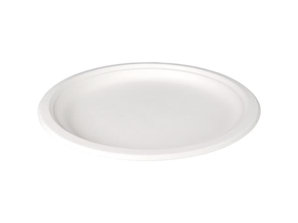 Een Bord Wit Bagasse Rond 18cm koop je bij ShopXPress