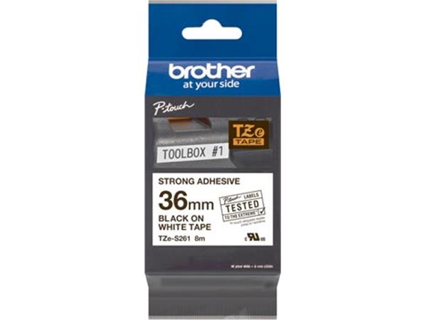 Een Brother TZe tape voor P-Touch 36 mm, zwart op wit, extra klevend koop je bij ShopXPress