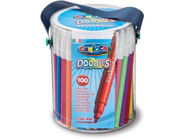 Een Carioca viltstift Doodles, 100 stiften in een plastic pot koop je bij ShopXPress