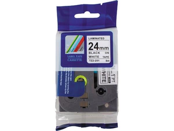 Een Compatible tape voor Brother P-touch, 24 mm, zwart op wit koop je bij ShopXPress