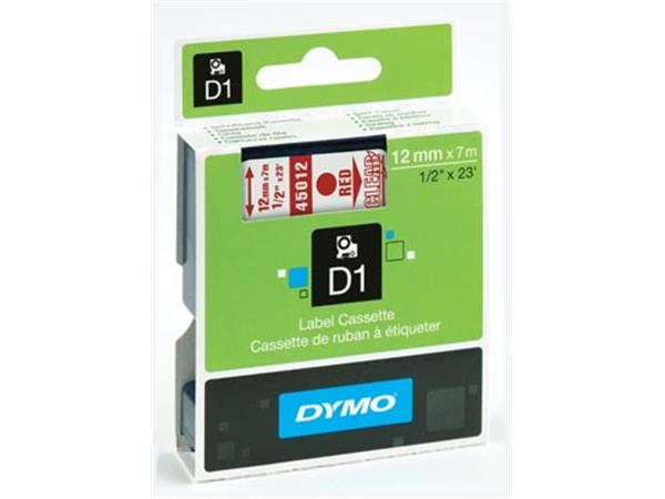 Een Dymo D1 tape 12 mm, rood op transparant koop je bij ShopXPress