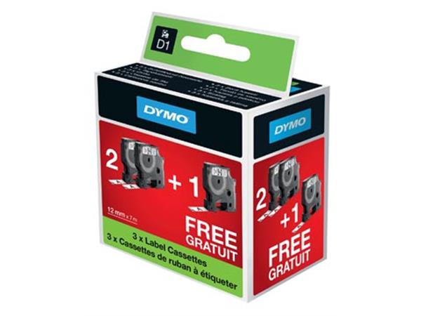 Een Dymo D1 tape 12 mm, zwart op wit, 2 + 1 gratis koop je bij ShopXPress