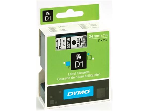 Een Dymo D1 tape 24 mm, transparant op zwart koop je bij ShopXPress