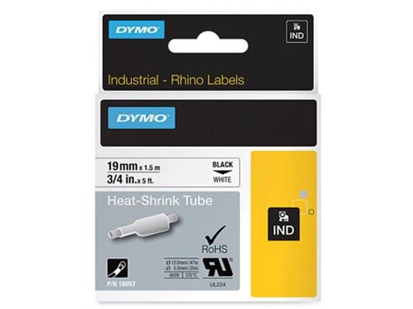 Een Dymo RHINO krimpkous 19 mm, zwart op wit koop je bij ShopXPress