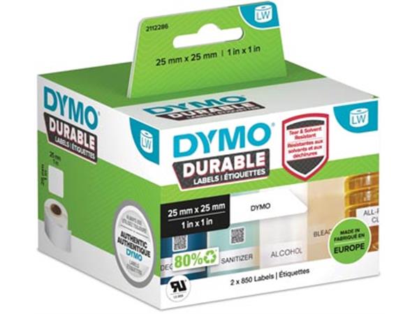 Een Dymo duurzame etiketten LabelWriter ft 25 x 25 mm, 2 x 850 etiketten koop je bij ShopXPress