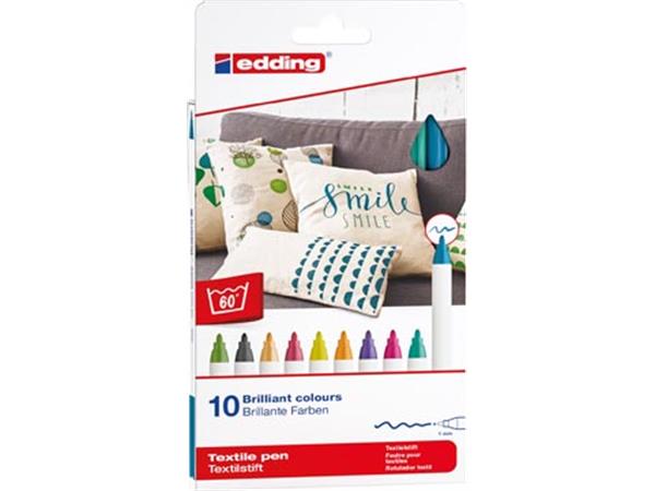 Een Edding textielpen 4600, set van 10 stuks in geassorteerde kleuren koop je bij ShopXPress