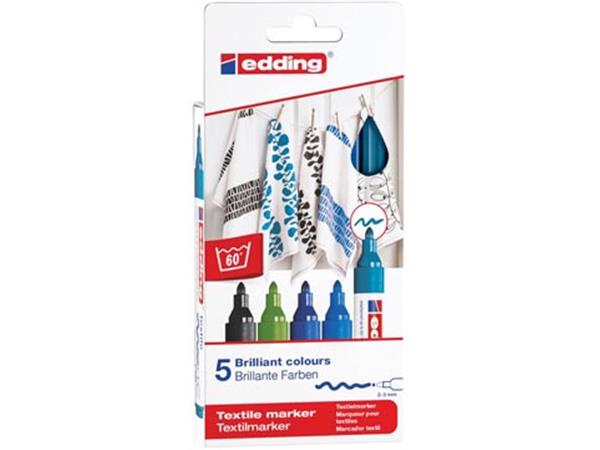 Een Edding textielstift 4500, set van 5 stuks in geassorteerde koele kleuren koop je bij ShopXPress