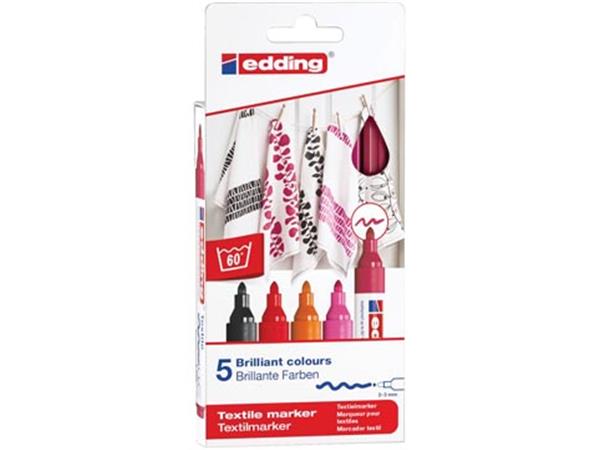 Een Edding textielstift 4500, set van 5 stuks in geassorteerde warme kleuren koop je bij ShopXPress