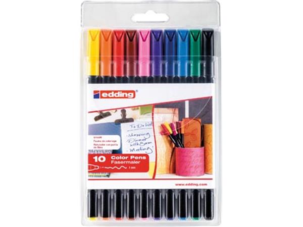 Een Edding viltstift 1200, etui van 10 stuks in geassorteerde kleuren koop je bij ShopXPress