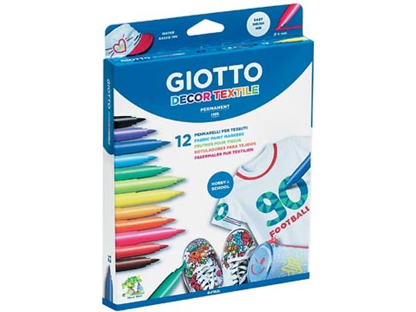 Een Giotto Decor Textile textielstiften, ophangdoosje met 12 stuks in geassorteerde kleuren koop je bij ShopXPress