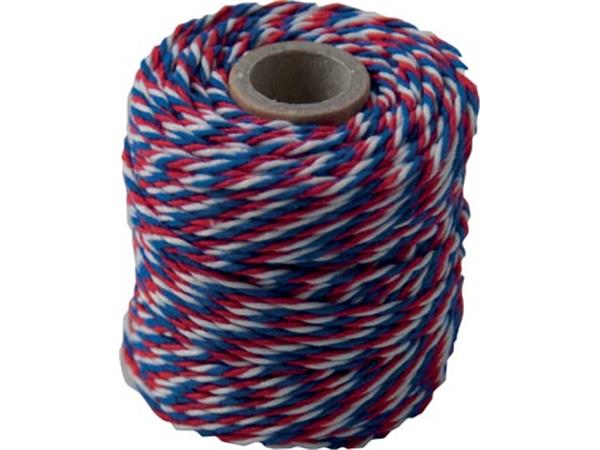 Een Katoentouw, blauw-wit-rood, klos van 50 g, ongeveer 35 meter koop je bij ShopXPress