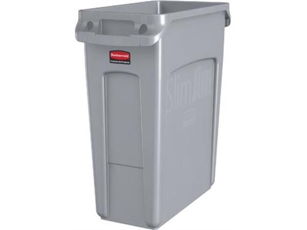 Een Rubbermaid Slim Jim, met luchtsleuven, 60 l, grijs koop je bij ShopXPress