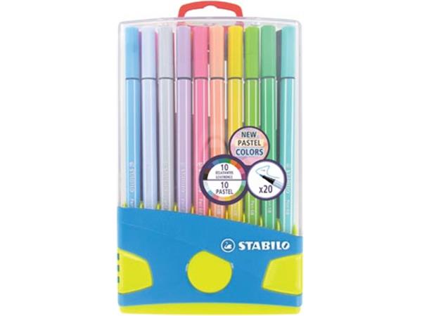 Een STABILO Pen 68 Pastel viltstift, etui van 20 stuks in geassorteerde kleuren koop je bij ShopXPress