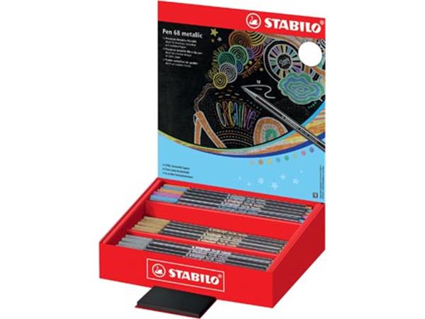 Een STABILO Pen 68 metallic viltstift, display van 60 stuks in 8 geassorteerde kleuren koop je bij ShopXPress