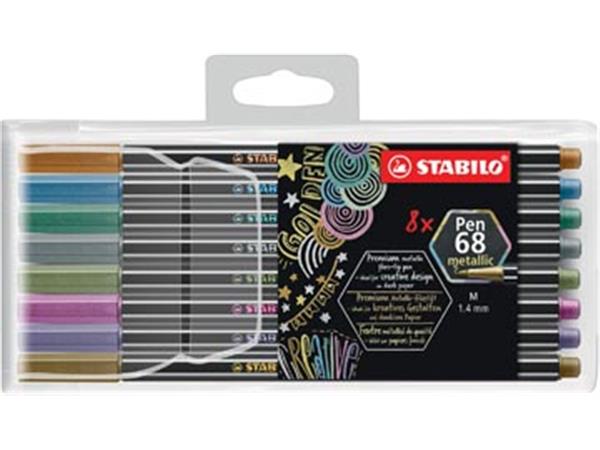 Een STABILO Pen 68 metallic viltstift, etui van 8 kleuren koop je bij ShopXPress