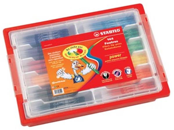 Een STABILO power viltstift, classpack van 144 stuks in geassorteerde kleuren koop je bij ShopXPress