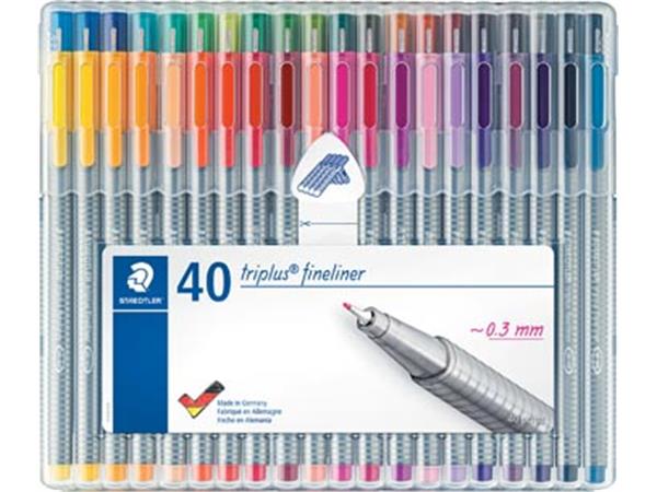 Een Staedtler fineliner Triplus, opstelbare box met 40 kleuren koop je bij ShopXPress