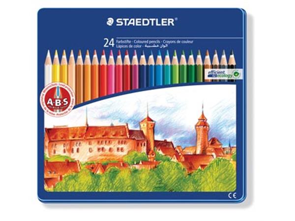 Een Staedtler kleurpotlood Noris Club 24 potloden in een metalen doos koop je bij ShopXPress