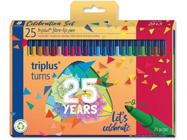 Een Staedtler viltstift Triplus, set van 25 viltstiften (20+5), assorti koop je bij ShopXPress