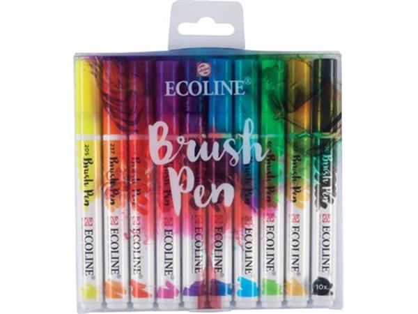 Een Talens Ecoline Brush pen, etui met 10 stuks in geassorteerde kleuren koop je bij ShopXPress