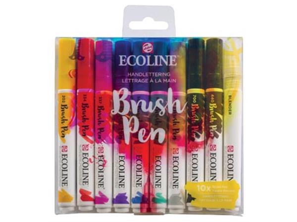 Een Talens Ecoline Brush pen, etui van 10 stuks, handlettering koop je bij ShopXPress