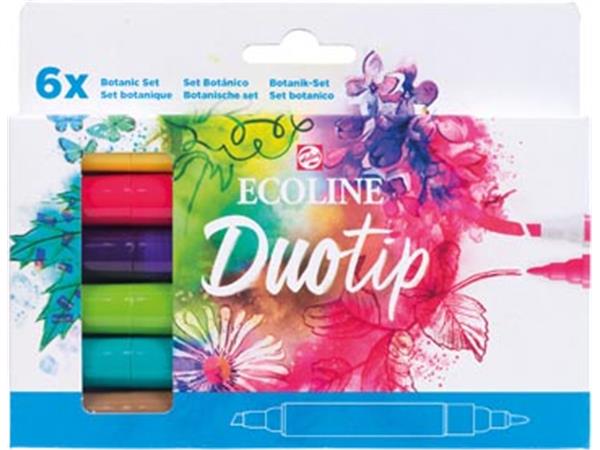 Een Talens Ecoline Duotip Brush pen, etui van 6 stuks, botanisch koop je bij ShopXPress