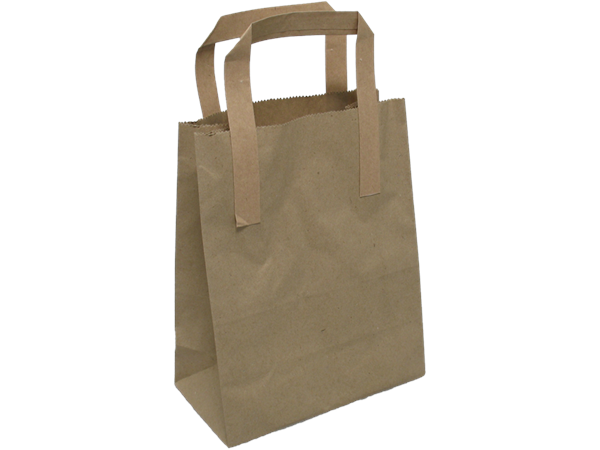 Een Tas, Papier, platte handgreep, 17.5x 9x21cm, draagtas, bruin koop je bij ShopXPress