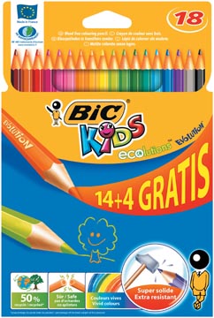 Een Bic Kids Evolution Ecolutions kleurpotloden, etui 14 + 4 gratis koop je bij ShopXPress