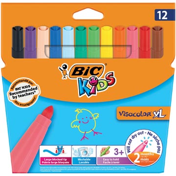 Een Bic Kids viltstift Visacolor XL, etui van 12 stuks koop je bij ShopXPress