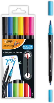 Een Bic viltstift Intensity Dual tip, etui van 6 stuks koop je bij ShopXPress