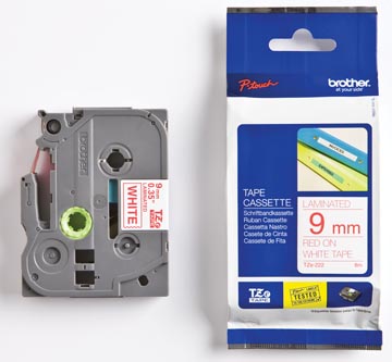 Een Brother TZe tape voor P-Touch 9 mm, rood op wit koop je bij ShopXPress