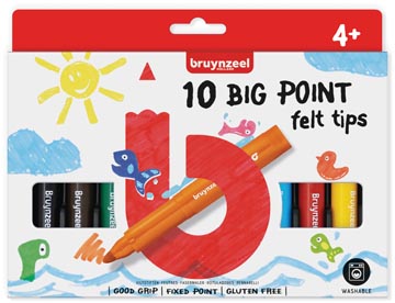 Een Bruynzeel Kids viltstiften Big Point, set van 10 stuks in geassorteerde kleuren koop je bij ShopXPress