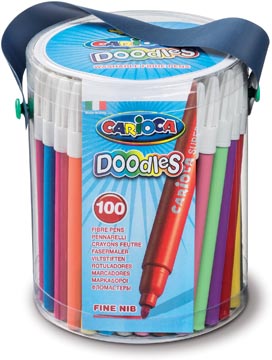 Een Carioca viltstift Doodles, 100 stiften in een plastic pot koop je bij ShopXPress