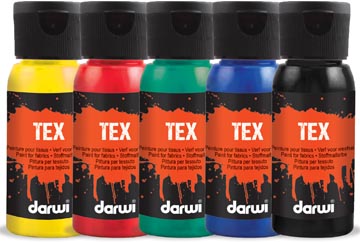 Een Darwi textielverf Tex, 50 ml, etui van 5 stuks in geassorteerde kleuren koop je bij ShopXPress