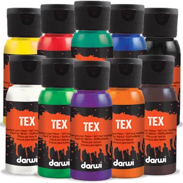 Een Darwi textielverf Tex, 50 ml, etuivan 10 stuks in geassorteerde kleuren koop je bij ShopXPress