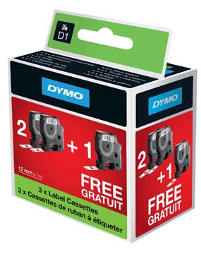 Een Dymo D1 tape 12 mm, zwart op wit, 2 + 1 gratis koop je bij ShopXPress